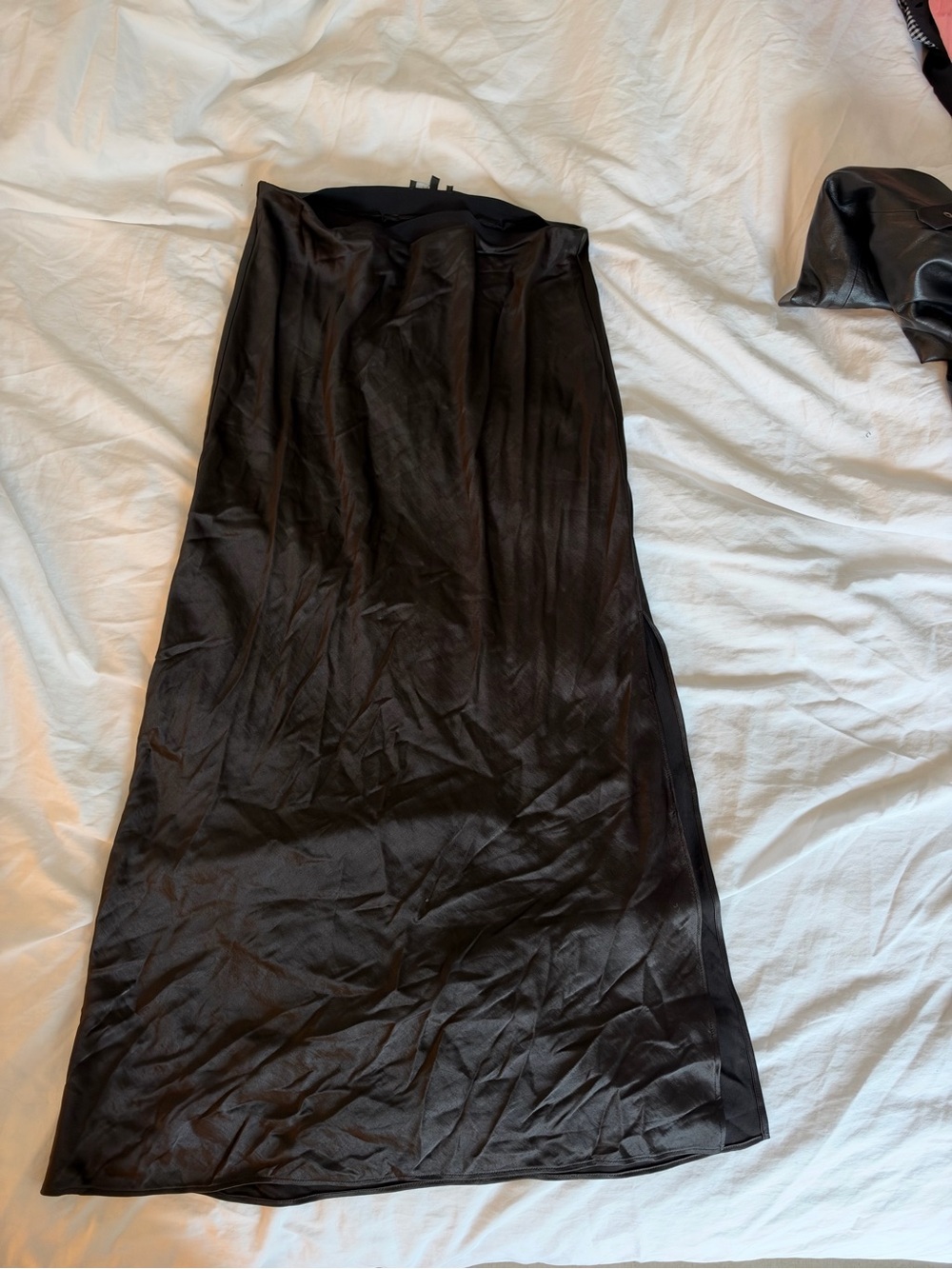 Madewell Black Satin Slip Maxi Skirt